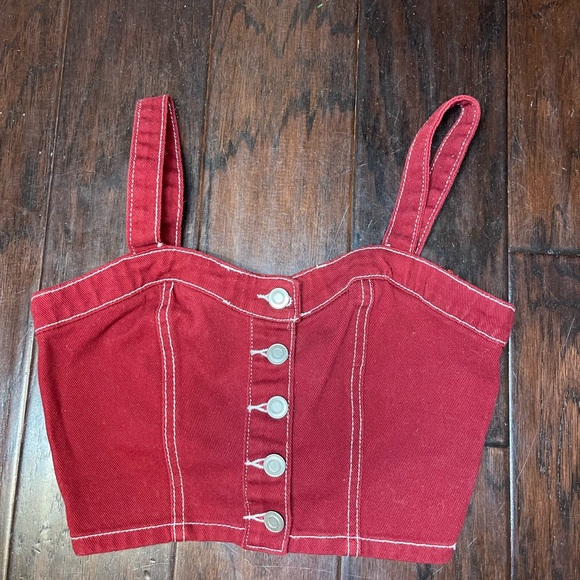 Red Denim Tank Top - Picture 1 of 3